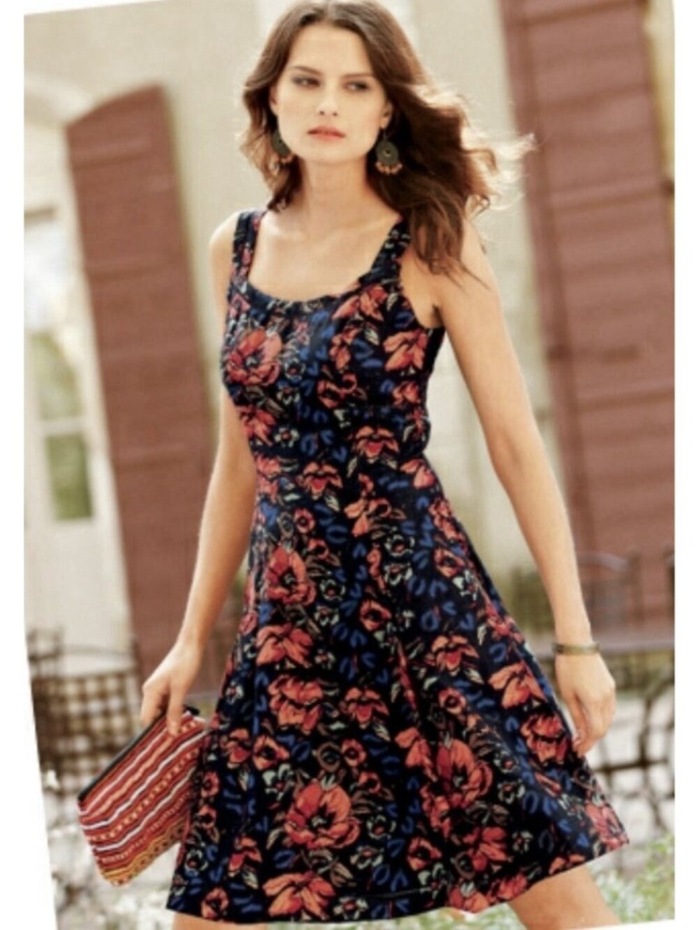 Peruvian Connection Linen Tank Dress 2 Floral
